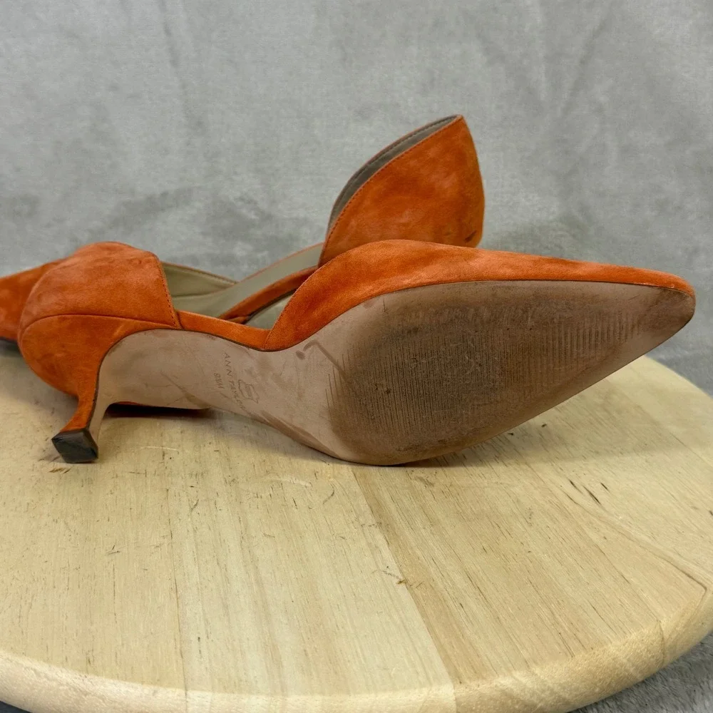 Ann Taylor Orange Suede d'Orsay Kitten Heel Pointed Toe Pumps Size 9.5M